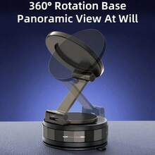 360°旋转车载手机支架，带机械真空吸盘、强力磁吸装置，通用手机支架，包含1个磁性金属片配件 - 彩色 - 查看 4