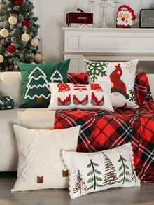 1 pieza Funda de almohada decorativa navideña, sin relleno de almohada, 17.7*17.7 pulgadas (45*45cm)/11.81*19.68 pulgadas (30*50cm), suave y cómoda, adecuada para sofá, sala de estar, dormitorio, coche, oficina, hotel, funda de cojín decorativa versátil, regalo de Navidad perfecto para familiares y amigos