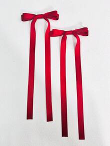 2pcs Ballet Style Long Ribbon Bow Hair Clip, Fashionable Hair Bows Cute Women Hair Accessory, Suitable For Daily Wear On Any Occasion Valentine's Day Valentines Hair Accessories For Women Claw Clips Hair Claws Hair Barrettes, School Stuff, Elegant, College, Hair Slide