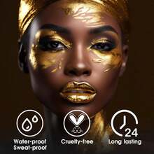 Gold Eye Black Blendable Face Body Paint Stick, Waterproof Metallic Full Body Paint Sticks Makeup For Halloween Special Effects Cosplay Skeleton Clown Costume Parties - 金色 - 查看 6