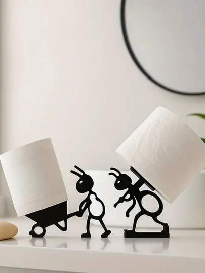 Soporte de papel higiénico de hormiga 3D - Hormigas inteligentes, plástico, fácil de instalar, soporte de papel higiénico de hormiga divertido - Dispensador de papel higiénico para decoración de baño, juego de baño independiente, decoración de baño (papel higiénico no incluido), de pie y montado en la pared, adecuado para baño, dormitorio, oficina, cocina, sala de estar - regalo festivo, para familiares y amigos, decoración de Halloween y Navidad, suministros para dormitorio, decoración de oficina y restaurante. Decoración de hormigas