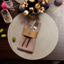 6/8 piezas de manteles redondos para hoteles y restaurantes, manteles de PVC antideslizantes e impermeables, manteles aislantes de calor en colores dorado y plateado, lavables, protegen la superficie de la mesa, adecuados para bodas, Navidad, fiestas, mesas de comedor familiares y decoraciones festivas.