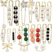 20pcs Brooch Set, Faux Pearl Brooch For Women & Girls, Fashion Sweater/Lapel Clip, Clothing/Pants Decoration Accessories Dress Accessories Pin For Clothes Bag Charm School Office Accessories Shirts Jacket Jewelry Christmas Halloween Clothes Pin Funny Cute Teacher Gifts - Multicolor - View 10