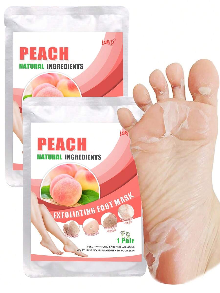 5 Pairs Foot Exfoliation Foot Peel Mask For Dry Feet, Foot Peeling Mask For Soft Feet - Peach & Aloe Extract Infused No Harsh Foot Peeling Mask, Spa Experience At Home & Gift Ideas - 白色 - 查看 1