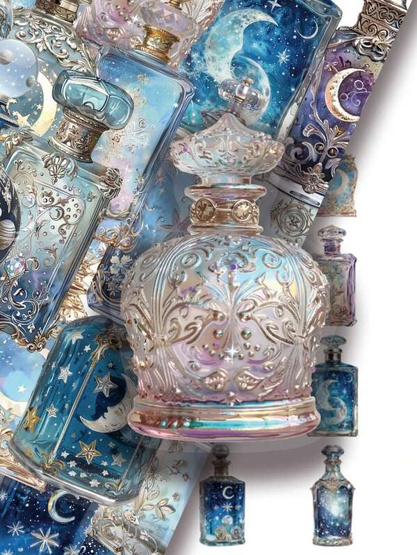 50Pcs PET Sticker Premium Sense Moon Bottle,Diy On Suitcase Computer Water Cup Mobile Phone Case Refrigerator Wall Helmet Cabinet Box Door Bed Guitar,Classroom Samolepky,School Supplies,Teacher Accessories,Scrapbook Supplies