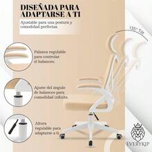 EveryKip® Silla Escritorio Ergonomica Ustable Con Reposaazos Beige Ruedas AntiArañazos Sillas Oficina Ejecutiva Con Reposabezas Cadeira Ergonómica Office Chair Papel Beige - Màu be - Xem 4