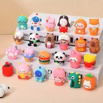 6 件装迷你铅笔刀 - 可爱兔子熊猪怪物，无需电池，适合儿童、学校、办公室、生日派对礼物、课堂奖励的卷笔刀 - 多色（动物园动物、派对） - 适合男孩女孩的理想毕业和生日礼物、办公文具、俏皮设计、设计、办公必需品、有趣的文具、耐用结构、新奇卷笔刀、学生用品（款式颜色随机）