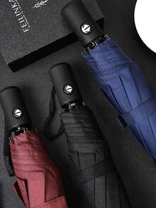 1 pieza Paraguas automático súper grande de 24 huesos, a prueba de tormentas - Paraguas de fibra de 24 huesos, paraguas antitormenta, apertura y cierre de un solo clic, apto para sol y lluvia, portátil, impermeable, plegable resistente a la lluvia, adecuado para negocios, actividades al aire libre y uso diario