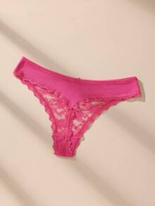 3pcs/Pack Women's Sexy Lace Patchwork Thong Panties With Cute Bow, Stretchy & Soft Skin-Friendly Underwear - Multicolor - View 6