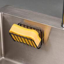 U Chef Soporte para Esponja de Fregadero de Cocina con Ventosa, Porta Esponja para Fregadero de Acero, Organizador de Fregadero de Cocina, Organizador de Esponja, Soporte para Estropajo (Negro) - Negro - Ver 3