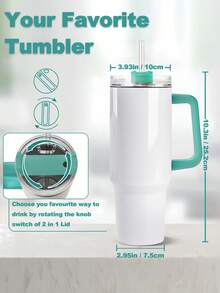 40 Oz Tumbler With Handle And Straw, 100% Leakproof Insulated Tumbler With Lid And Flexible SoftSip Straw, Cup Holder Friendly Insulated Stainless Steel Travel Mug For Iced Coffee, Tea, Hot And Cold Drink - Tay cầm màu trắng + xanh lá cây - Xem 4