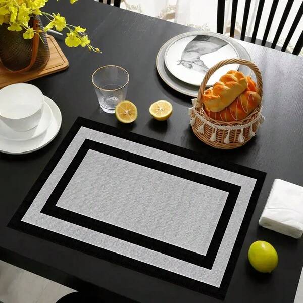 1/4/6/90 Stücke minimalistische einfarbige Tischsets, waschbar aus Polyester, rechteckige Tischmatten für Esszimmer und Küche, Heimdekoration, minimalistisch
