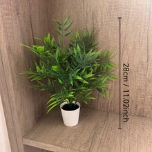 3pcs Artificial Green Plants In White Pots - Realistic Indoor Home Decor, Suitable For Desks, Shelves Or Entryways - Great Housewarming And Holiday Gifts (Christmas, Halloween, Easter, Valentine's Day, St. Patrick's Day, Mother's Day), Shelf Decor | Realistic Pine Tree Bonsai | Plastic Bonsai Tree, Perfect For Thanksgiving - Green - View 5