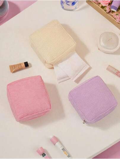 1 bolsa portátil de armazenamento para absorventes higiênicos de grande capacidade, bolsa organizadora para absorventes menstruais, bolsa de maquiagem cosmética, kit de higiene feminina para estudantes, organizador de artigos de higiene pessoal para viagem, presente essencial, acessório com zíper, manicure, porta-absorventes higiênicos compacto, design minimalista, adequado para passeios, bolsa de cosméticos, kit menstrual portátil