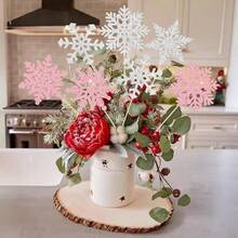 DGyufise 12Pcs Snowflake Frozen Birthday Party Supplies Glitter Snowflake Centerpieces Sticks Snowflake Birthday Party Decoration Winter Theme Birthday Party Frozen Table Decorations Pink Silver10