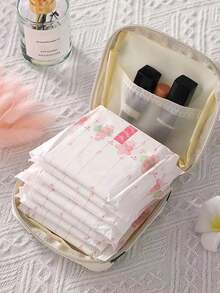 1 Pc Super Cute Portable Cartoon Female Sanitary Napkin Storage Bag, Ladies And Girls Menstrual Sanitary Napkin Bag, Large Capacity Storage Sanitary Napkin For Coins, Cosmetics, Tissues And Other Small Items, Suitable For Ladies Business Travel, Travel, Students Back To School