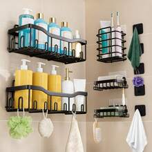 Organizador De Baño,kit de  estante para baños Acero inoxidable,repisas baño Sin perforación,con estante de almacenamiento,adhesivos,Ganchos y jabonera,para organizacion hogar del baños y cocina - A - Ver 1