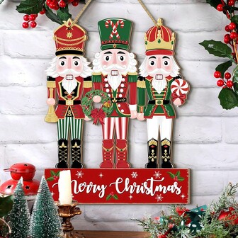 1 Piece Of Christmas Wooden Decorative Pendant Christmas Nutcracker Wooden Creative Decorative Plaque, Suitable For Christmas Home Decoration Festival Party Decoration Pendant Christmas Decorations Room Decor