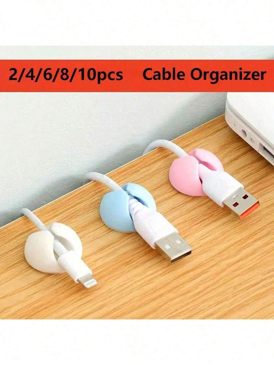 5pcs Silicone Cable Clips, Desktop Cable Organizer, Cable Management Holder, USB Charging Cable Winder, Suitable For Car, Tablet, Durable And Compact: Organize Your Phone Charger, Earphone And Various Data Cables