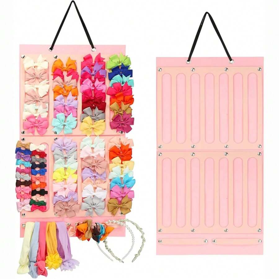Soporte para lazos para el pelo, organizador de diadema de gran capacidad, colgante de pared, Clip para el pelo, colgador de almacenamiento, ahorro de espacio, decoración de pared para niñas - Negro - Ver 1