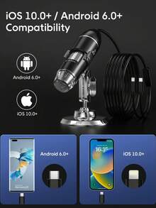 50X-1600X Portable USB Digital Microscope With Adjustable Stand, Compatible With Type-C, IPad And Android