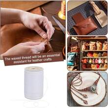 Hilo de encerado, 160m/rollo, hilo de poliéster duradero, hilo para pulseras, manualidades DIY, pulseras y collares, adecuado para coser, reparar y manualidades (blanco) (0.45mm) - Blanco - Ver 11