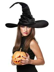 Halloween Witch Hat, Cosplay Party Black Witch Hat, Wizard Hat, Halloween Costume Accessories, Twisted Pleated Wizard Hat For Halloween Crown Party Decoration, Whether You Dress Up As A Witch, Wizard Or Any Other Character, This Witch Hat Is The Perfect Complement To Your Outfit. Its Classic Design And Colors Make It Easy To Match With Any Outfit, Making It A Must-Have Accessory For Any Halloween Celebration