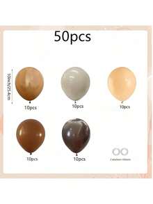 15/30/40/50pcs Brown Balloon Set - Dark Brown, Coffee, Beige And Neutral Balloons, Suitable For Boho, Safari, Cowboy Party, Baby Shower, Bridal Shower And Graduation Party Decor (Comes With 2 Ribbons) - Multicolor - View 9