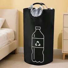 Large Capacity Foldable Recycling Bin - Cylindrical Open-Top Design, Multi-Purpose Plastic Bottle Storage Basket, Space-Saving Collapsible Organizer Box, Durable, Easy To Clean, No Electricity Needed, Home Recycling Container, Bottle Storage, Modern Aesthetic, Sturdy Structure, Suitable For Apartment Living
