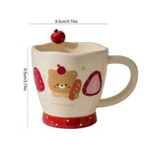 1 pezzo Tazza in ceramica con orsetto e mela, tazza da ufficio accattivante, tazza da caffè/colazione carina e resistente al calore