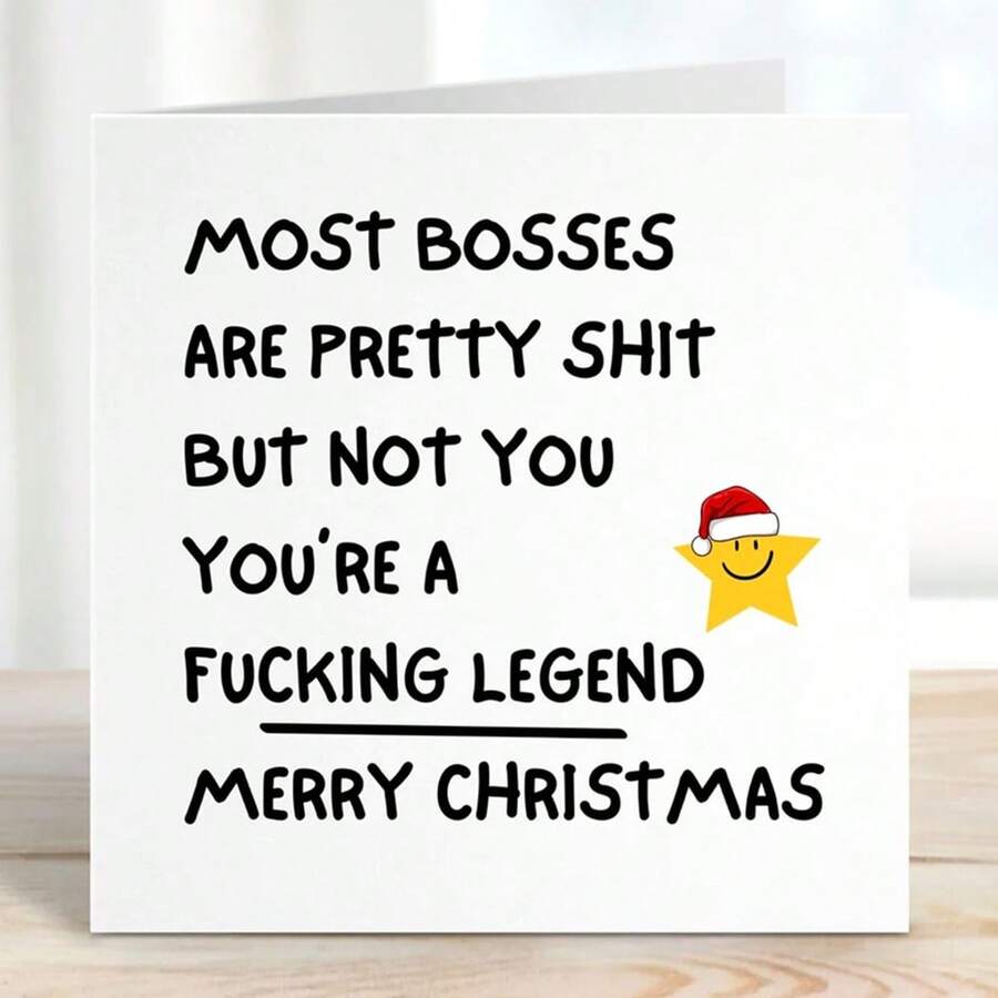 Funny Christmas Card, Funny Christmas Card For Boss, Boss Christmas Card, Merry Christmas Boss Card, Christmas Card For The Boss, Happy Christmas Boss Card - Multicolor - View 1