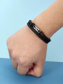 1pc Fashionable Men's Silver Infinity Symbol Decor Bracelet, Versatile For Daily Wear, Perfect Gift