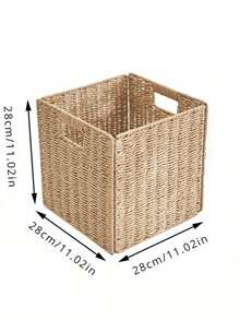 1pc/2pcs/3pcs/4pcs Hand-Woven Storage Baskets, Large-Capacity Multi-Functional Storage Baskets, Woven Cube Storage Baskets, Suitable For Living Rooms, Bedrooms, Home Storage, Kitchens, Dormitories, Offices, Storage, Cosmetic Storage Boxes, Storage Boxes, Baskets, Organization And Storage, Room Storage, Storage, Storage Boxes, Trash Cans, Gift Baskets, Gift Boxes, Gift Racks, Wall Cabinets, Home Decorations, Kitchen Accessories. - Khaki - View 14