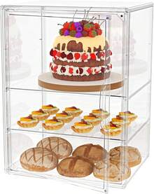 Panera para Pan Transparente, Vitrina Exhibidor para Modelización, Caja Acrilico Exhibicion para Panadería, Panera Hermetica con Compartimento, Exhibidor de Pan Acrilico Apto para donas y pasteles - 2 Capa - Ver 9