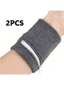 二合一运动腕带带拉链袋 - 防汗防滑健身/跑步/旅行配件，轻质尼龙钱包，可存放钥匙/卡/现金（男女）健身房腕带配件 - 彩色 - 查看 21