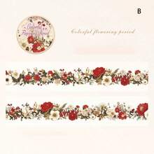 1pc Transparent PET Floral Decorative Tape, Floral Pattern Border Tape For Scrapbooking, Gardening Sticker DIY Tape, Suitable For Decorating Notebooks, Gifts, Christmas Presents