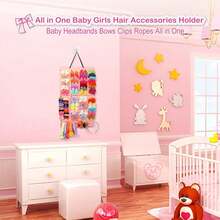 Soporte para lazos para el pelo, organizador de diadema de gran capacidad, colgante de pared, Clip para el pelo, colgador de almacenamiento, ahorro de espacio, decoración de pared para niñas - Negro - Ver 8