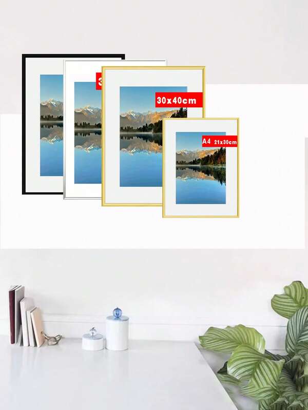 1pc Aluminum Alloy Photo Frame, 30x40cm, A3, A4 Metal Picture Frame, Round-Edge Simple Poster Frame, Classic Decorative Frame In Gold, Silver And Black, Suitable For Photos, Pictures, Diamond Paintings, Posters, Art Works Decoration, Vertical Or Horizontal Hanging On Home Walls, Desktop Photo Frame