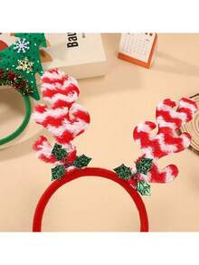 1pc Christmas Deer Antler Headband, Cute Mori Style Christmas Tree Headband, Holiday Party Decoration Headpiece - Multicolor - View 9