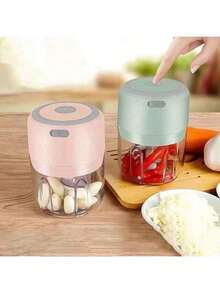 1pc Electric Mini Three Blade Garlic Chopper, Garlic Compactor, Wireless Electric Garlic Beater, Garlic Puree Compactor, Household Garlic Mashing Machine, Multifunctional Vegetable Food Processor, Meat Grinder, Wireless Garlic Compactor, Portable Mixer, Portable 250ml Food Chopper, Vegetable Chopper, Kitchen Onion Chopper, Used For Portable Small Food Processing Of Garlic, Ginger, Chili, And Vegetables (With USB Charging Cable Included) - Multicolor - View 4