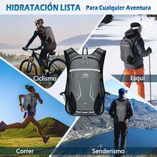 NEWHEY Mochila de Hidratación Mochila de Hidratación con Depósito de Agua de 2L Mochila de Agua para Hombres Mujeres Bolsa de Hidratación para Senderismo Ciclismo Running Escalada Camping - Gris - Ver 7