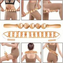 1pc Wooden Massage Tool For Body Relaxation, Can Be Used For Massaging Muscles Of Abdomen, Legs, Back, Neck, Shoulders, Waist To Relieve Tension, Wooden Scraping Gua Sha Massage Tool, Suitable As Holiday Gift For Friends - Beige - View 16
