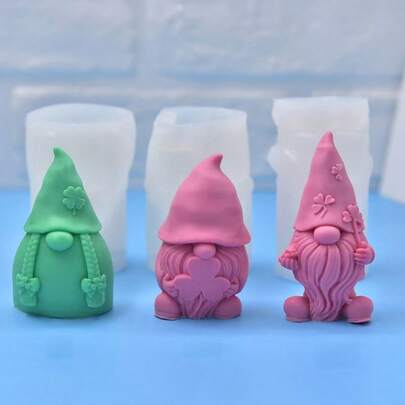 1pc Christmas Braided Gnome, Clover Gnome Aroma Candle Silicone Mold, DIY Hanging Tree Gnome Candle Plaster Decor Silicone Mold