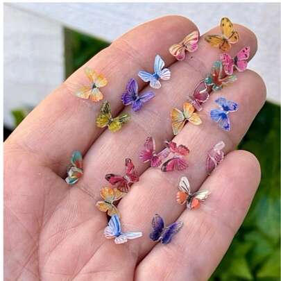 100Pcs Tiny Mix Butterflies Miniature - Fairy Garden Ornament, Micro Landscape DIY Crafts Decoration Gifts