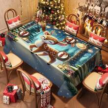 1/20 pièces Nappes de Noël, Cadeaux de Noël de luxe et colorés, Nappes avec motifs mignons de rennes et de sapins de Noël, Décoration d'ambiance de Noël, Convient pour le style de Noël, Convient pour une utilisation intérieure et extérieure, Décoration de table de cuisine et de salle à manger, Cadeaux pour la famille et les amis