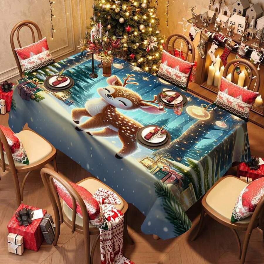 1/20 pièces Nappes de Noël, Cadeaux de Noël de luxe et colorés, Nappes avec motifs mignons de rennes et de sapins de Noël, Décoration d'ambiance de Noël, Convient pour le style de Noël, Convient pour une utilisation intérieure et extérieure, Décoration de table de cuisine et de salle à manger, Cadeaux pour la famille et les amis