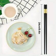 10 Pairs Chopsticks, Reusable Chopsticks Dishwasher Chopsticks With Cherry Blossom Pattern, 24cm/9.44in - Black - View 9
