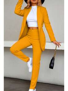 Women Suit Sets - Mustard Yellow - View 1