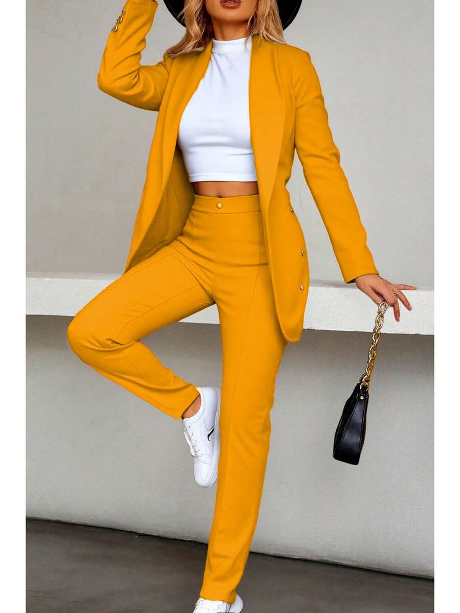 Women Suit Sets - Mustard Yellow - View 1