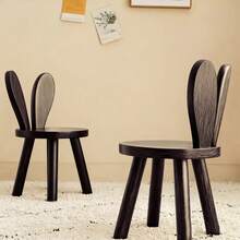 1pc Solid Hardwood Rabbit-Ear Stool - Cute Animal-Themed Entryway Bench, Portable Shoe Changing Stool For Living Room, Natural Wood Finish, Compact 27" Height, No Assembly Required